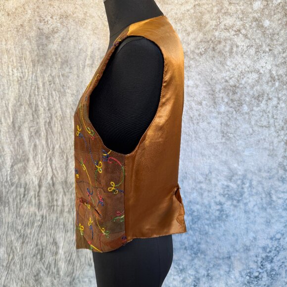 American Flirt Vintage Embroidered Patchwork Leather Vest - Medium - Picture 3 of 7